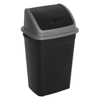 Abfallbehälter mit Kippdeckel 50L schwarz-VE: 5