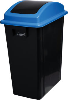 SLIM Abfallbehälter schwarz 40L mit Schwingdeckel schwarz-blau