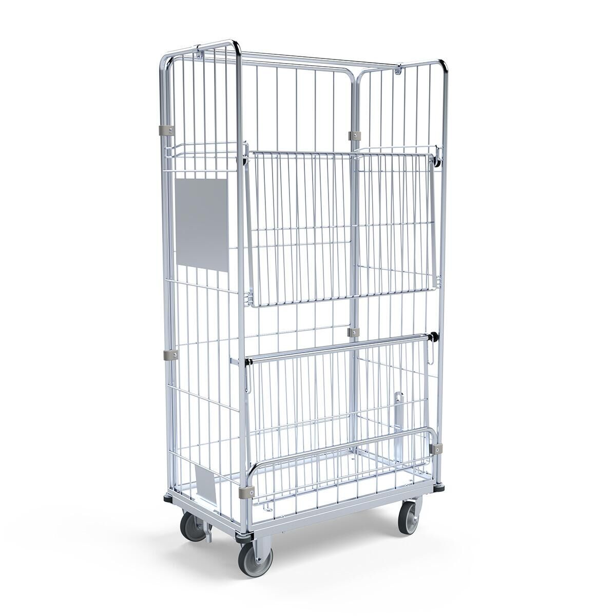 Wäschecontainer mit Kunststoffboden m. Kupplung & Deichsel