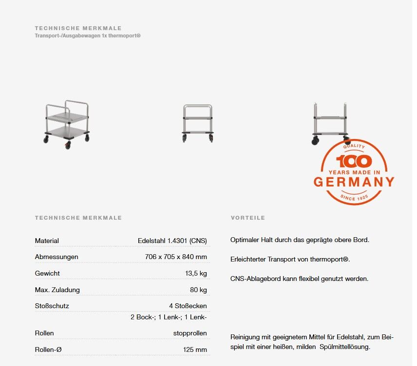 Transport- und Ausgabewagen für 1 Thermoport