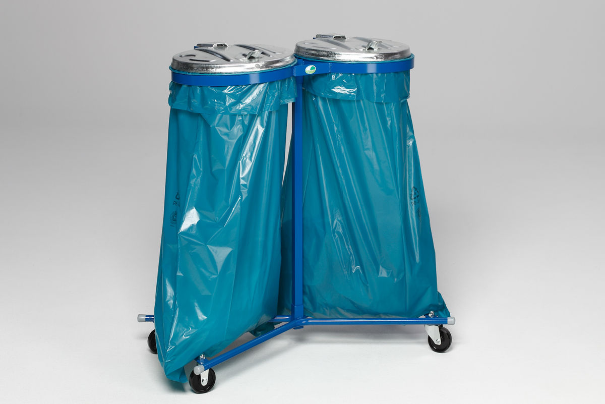 Müllsackständer und Doppel-Abfallsammler - fahrbar -
