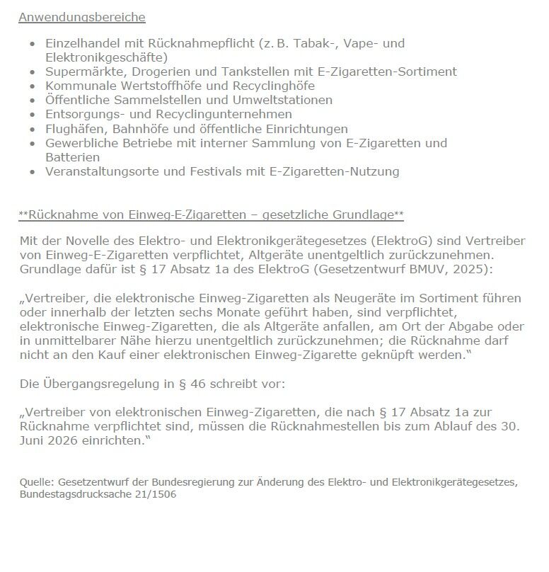 E-Zigarettensammler mit Standfuß