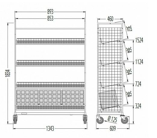 Getränke- und Flaschenwagen für 12 Getränkekisten