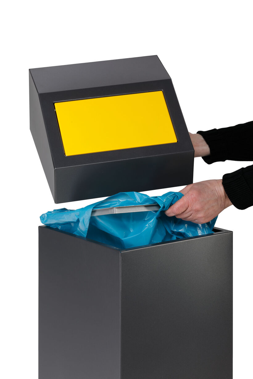 Wertstoffsammelgerät Einwurfklappe in gelb 