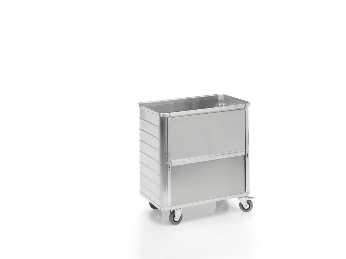 Aluminium-Transportwagen Inhalt 355 Liter mit absenkbarer Seitenwand Aluminium-Transportwagen Inhalt 355 Liter mit absenkbarer Seitenwand