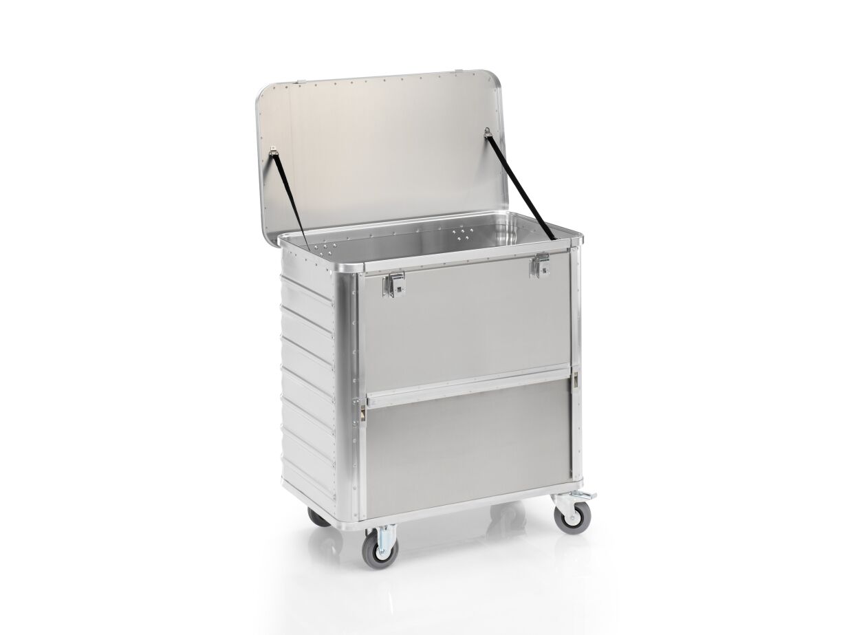 Aluminium-Transportwagen Inhalt 360 Liter mit Scharnierdeckel