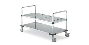 Transport- und Ausgabewagen für 3 Thermoporte Transport- und Ausgabewagen für 3 Thermoporte