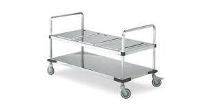 Transport- und Ausgabewagen für 3 Thermoporte Transport- und Ausgabewagen für 3 Thermoporte