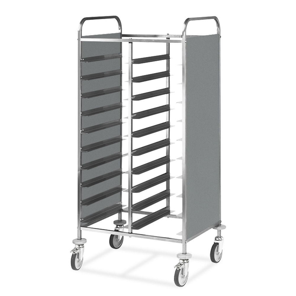 Tablettwagen für 24 EN - Edelstahl Tablettwagen für 24 EN - Edelstahl