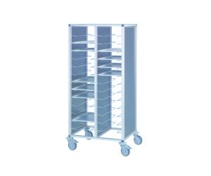 Leichtmetall-Tablettwagen für 26 Universal-Tabletts, ohne Türen Leichtmetall-Tablettwagen für 26 Universal-Tabletts, ohne Türen