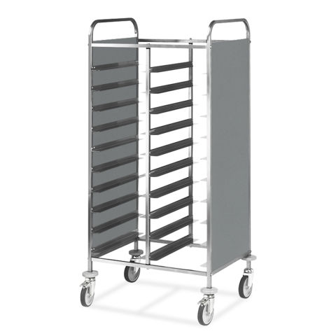 Tablettwagen für 24 EN - Edelstahl Tablettwagen für 24 EN - Edelstahl
