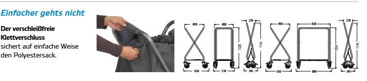 Klappbarer Sackwagen mit Polyestersack 290 Liter
