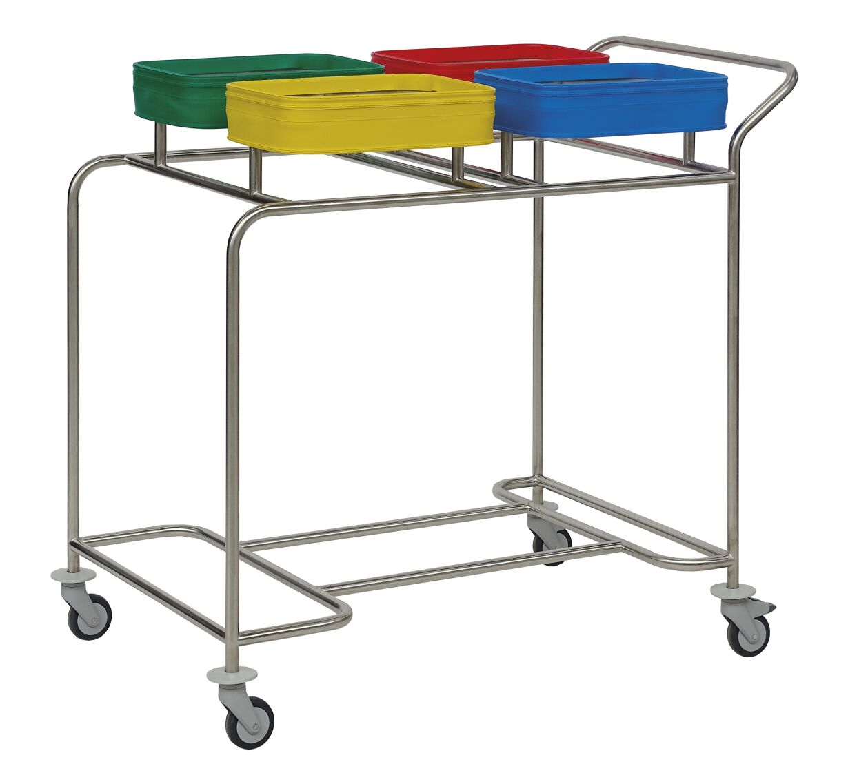 Edelstahl-Wäschesammler, 4fach-Sammler