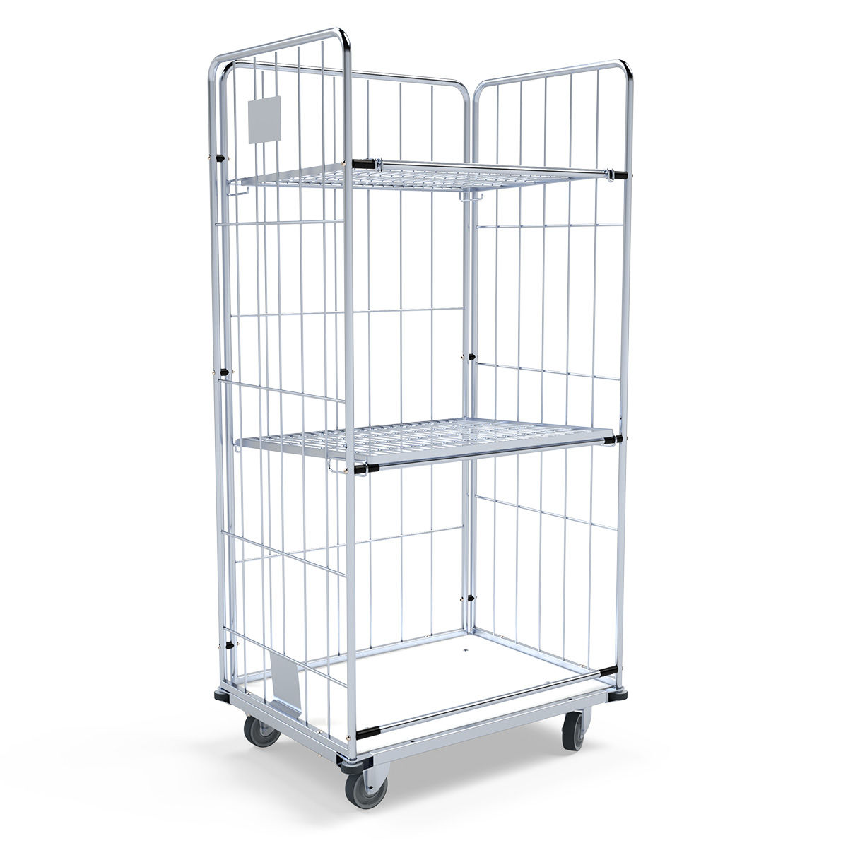 Wäschecontainer mit Kunststoffboden und m. zurückklappbarem Zwischenboden
