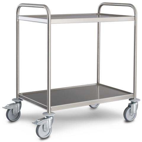 Edelstahl-Servierwagen mit 2 Borden 1000x600mm Edelstahl-Servierwagen mit 2 Borden 1000x600mm