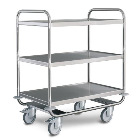 Edelstahl-Servierwagen mit 3 Borde 800x500mm. Edelstahl-Servierwagen mit 3 Borde 800x500mm.