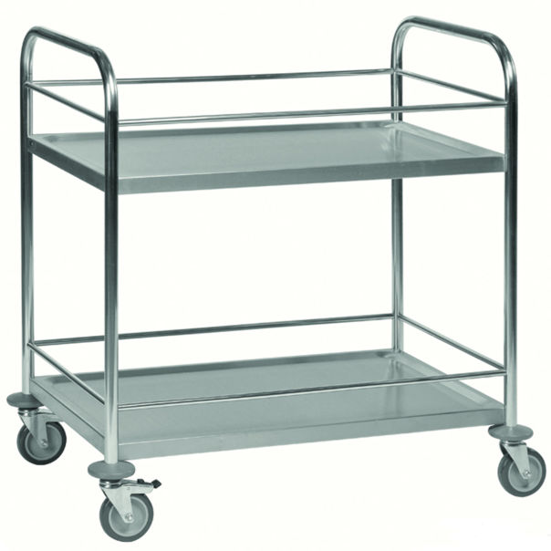 Edelstahl-Plattformwagen mit 2 Böden 825 x 500 mm Edelstahl-Plattformwagen mit 2 Böden 825 x 500 mm