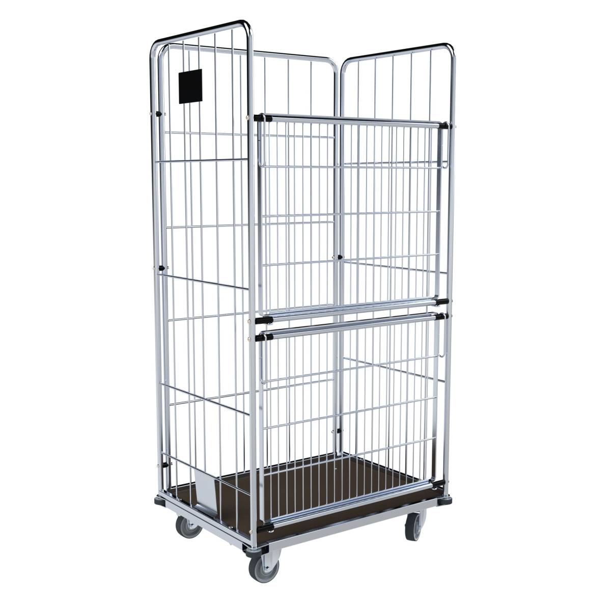 Wäschecontainer 3-seitig mit Holzboden 