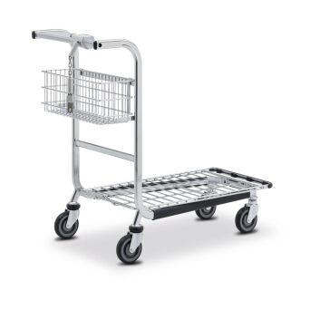 Transportwagen mit Wanzl-Box Solid 50 Cent/1 Euro.  platzsparend ineinanderschiebbar. 