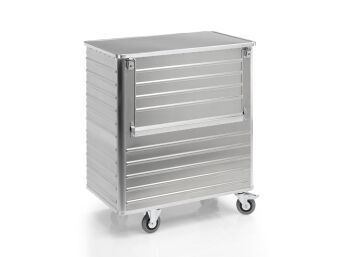 Aluminium-Transportwagen Inhalt 1050 Liter mit abklappbarer Längswand