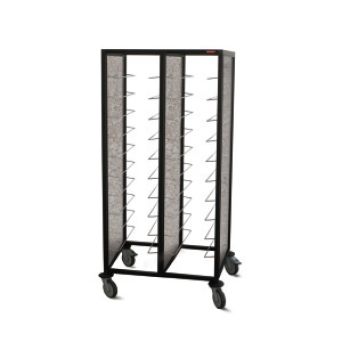 Leichtmetall-Tablettwagen für 18 EN-Tabletts, 2 Abteile nebeneinander