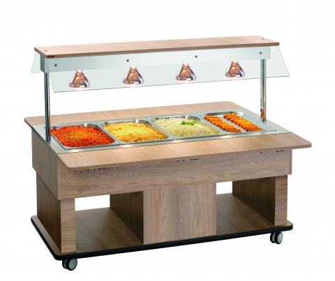 Buffetwagen für warmgehaltene Speisen, Bedienhöhe 700 mm Buffetwagen für warmgehaltene Speisen, Bedienhöhe 700 mm