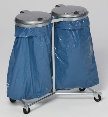 Müllsackständer und Doppel-Abfallsammler - fahrbar -