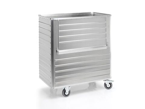 Aluminium-Transportwagen Inhalt 1050 Liter mit abklappbarer Längswand Aluminium-Transportwagen Inhalt 1050 Liter mit abklappbarer Längswand