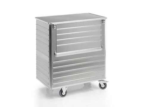 Aluminium-Transportwagen Inhalt 1050 Liter mit abklappbarer Längswand