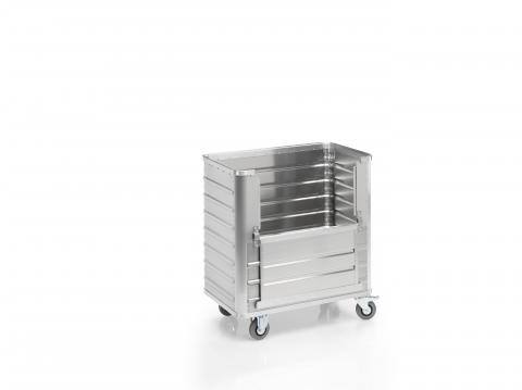Aluminium-Transportwagen Inhalt 355 Liter mit abklappbarer Seitenwand Aluminium-Transportwagen Inhalt 355 Liter mit abklappbarer Seitenwand