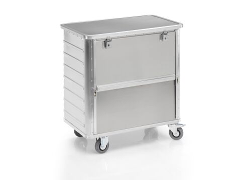 Aluminium-Transportwagen Inhalt 360 Liter mit Scharnierdeckel Aluminium-Transportwagen Inhalt 360 Liter mit Scharnierdeckel