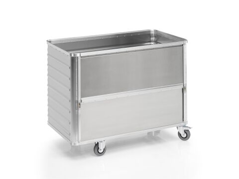 Aluminium-Transportwagen Inhalt 650 Liter mit absenkbarer Seitenwand Aluminium-Transportwagen Inhalt 650 Liter mit absenkbarer Seitenwand