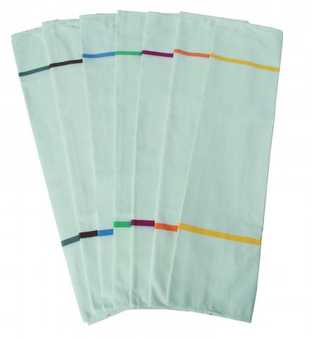 Textil-Wäschesäcke, selbstöffnend, weiß mit Farbstreifen