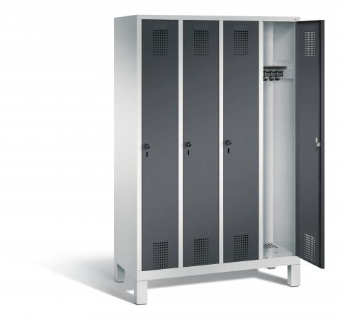Garderobenschrank 4 Abteile je 300 mm mit Füßen 
