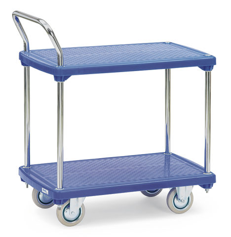 Kunststoff-Tischwagen mit 2 Etagen 810x500mm Kunststoff-Tischwagen mit 2 Etagen 810x500mm
