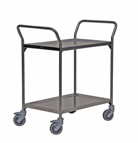 Edelstahl Servierwagen mit 2 tiefgezogenen Böden 1000 x 600 mm Edelstahl Servierwagen mit 2 tiefgezogenen Böden 1000 x 600 mm