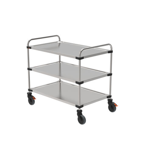 Edelstahl-Servierwagen mit 3 Borden 1000x600 mm Edelstahl-Servierwagen mit 3 Borden 1000x600 mm