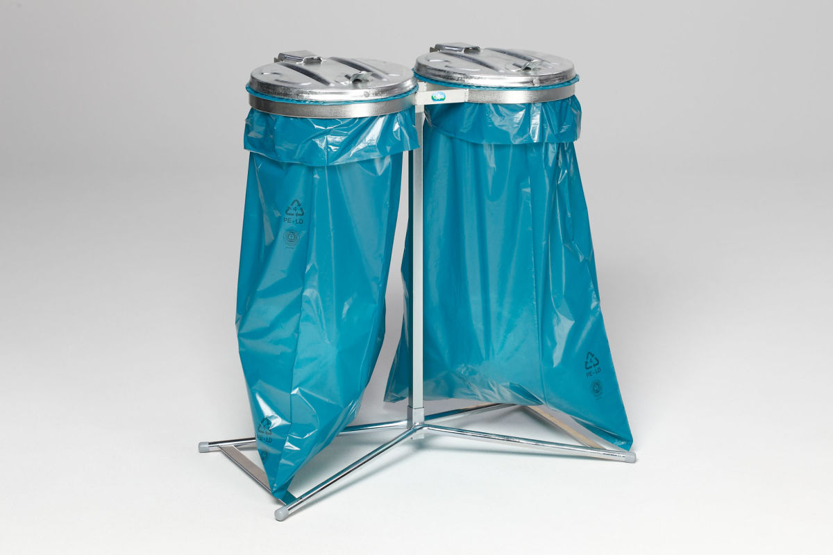 Müllsackständer und Doppel-Abfallsammler - stehend -