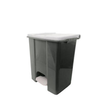 ECO CONTI, mobiler Abfallbehälter mit Pedal 60L grau-weiß