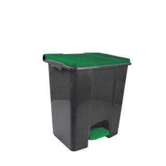 ECO CONTI, mobiler Abfallbehälter mit Pedal 60L grau-grün