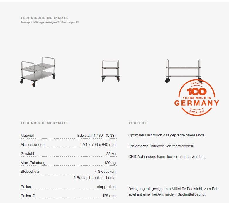 Transport- und Ausgabewagen für 2 Thermoporte 